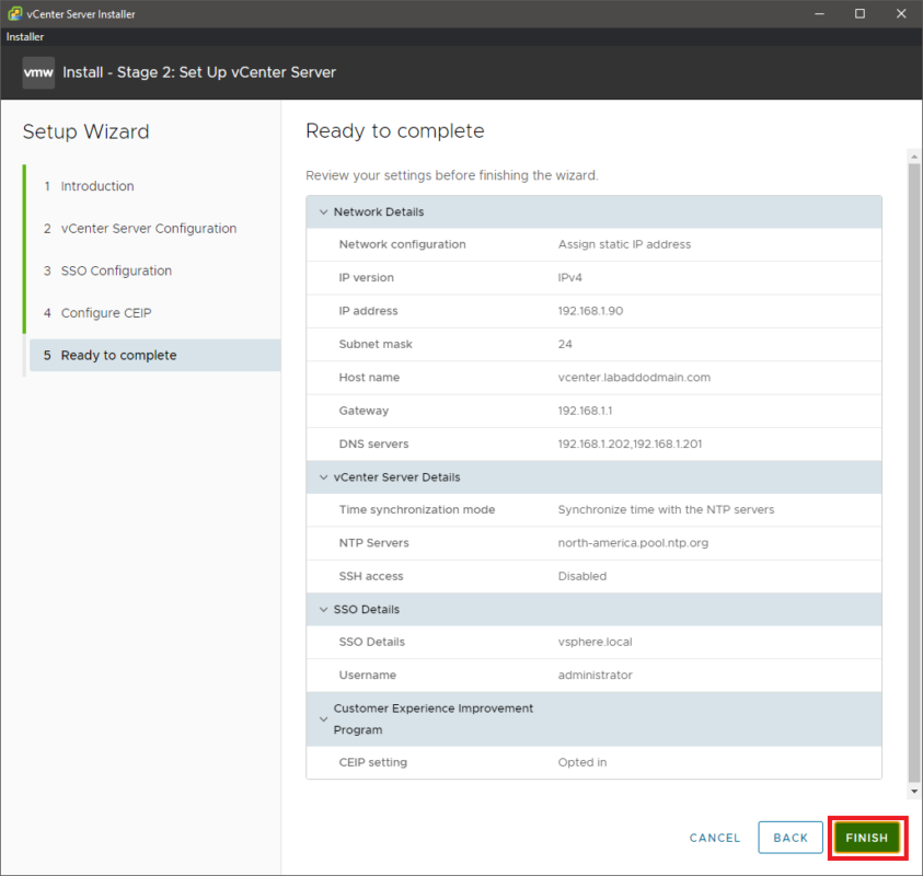 06 Building Webster’s Lab V2 – Install the VMware vCenter Server ...
